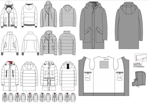 正反面男裝羽絨服CDR款式圖