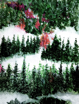 手繪插畫(huà)森