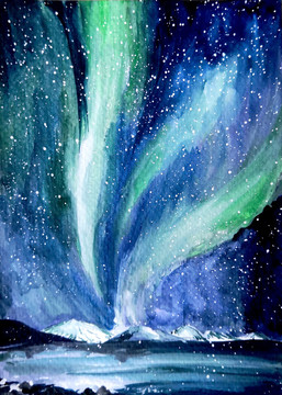 極夜手繪插畫