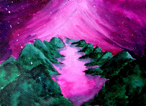 手繪插畫(huà)極夜
