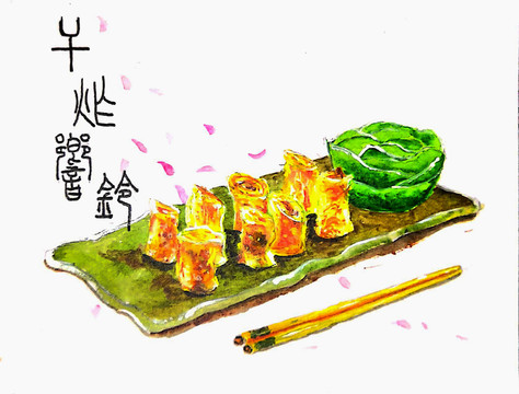 手繪插畫(huà)干炸響鈴