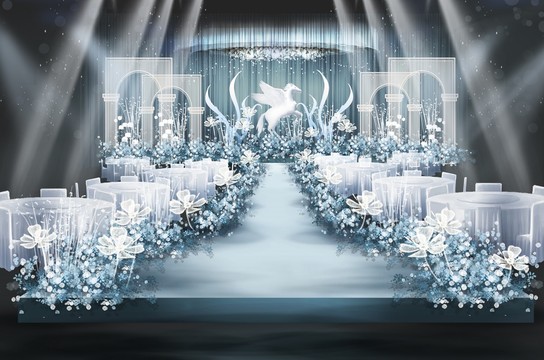 唯美蓝色婚礼舞台设计