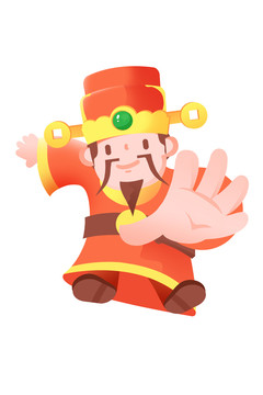 卡通財(cái)神到新年喜慶插畫