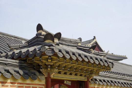 韩国景福宫王宫建筑门楼特写