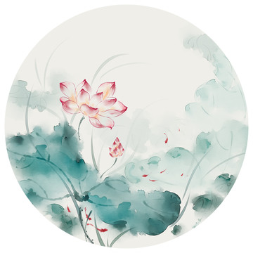 意境荷花裝飾畫