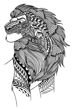 線條獅子圖案