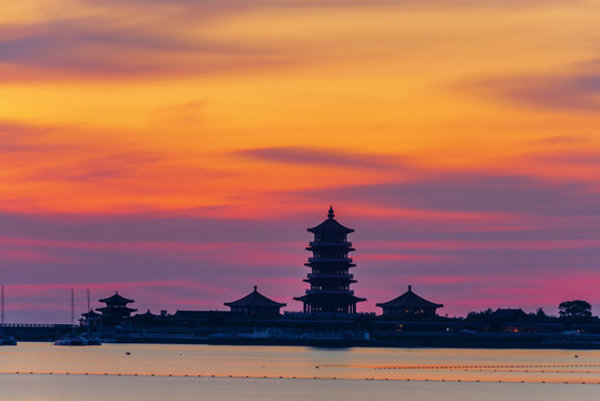 中国山东烟台蓬莱海上日出