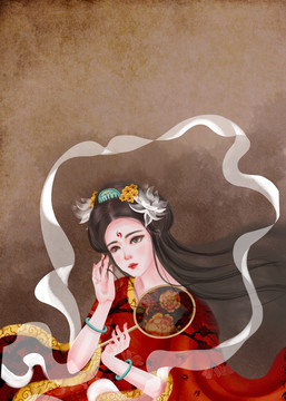 原創(chuàng)中國風(fēng)敦煌國潮古風(fēng)少女