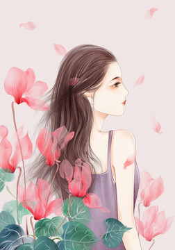 少女與花