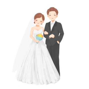 原創(chuàng)婚禮新郎新娘插畫
