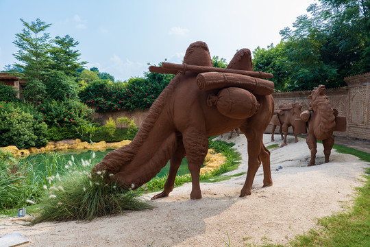 丝绸之路骆驼雕塑