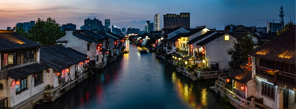 无锡古运河夜景高清全景