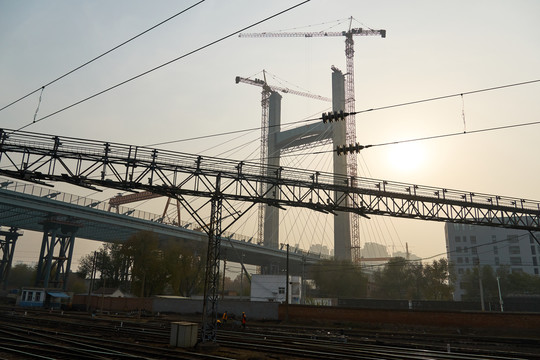 郑州北站跨铁路桥建设
