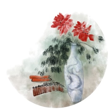 水墨花鳥裝飾畫