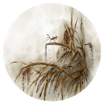 中國風(fēng)水墨圓形裝飾畫