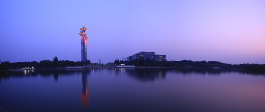 北京奥林匹克森林公园全景夜景