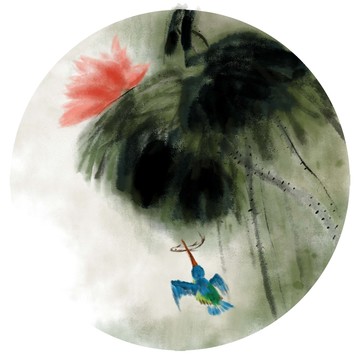 中國風(fēng)水墨花鳥裝飾畫