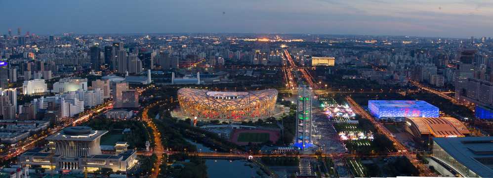 北京奥林匹克公园全景夜景