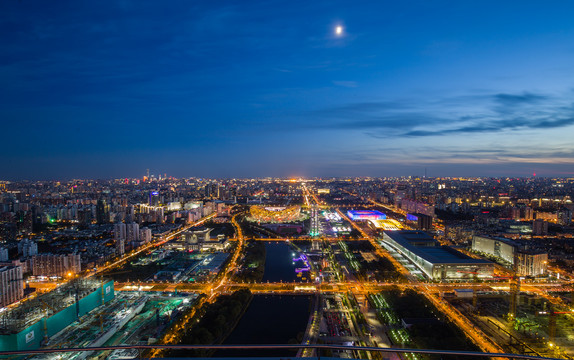 北京奥林匹克公园夜景全景