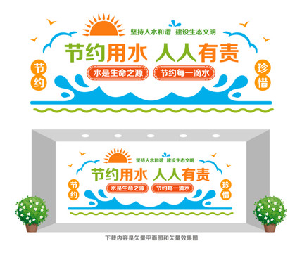 珍惜水資源文化墻