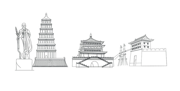 西安建筑矢量圖