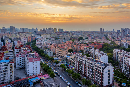 中国山东省青岛市日暮风光