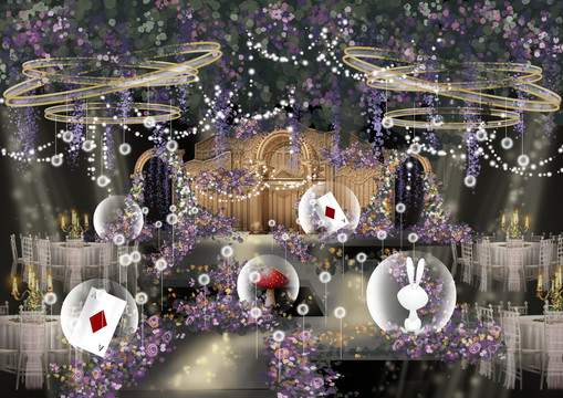 爱丽丝主题婚礼紫色花园设计