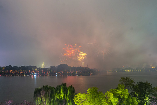 建国70周年国庆玄武湖焰火