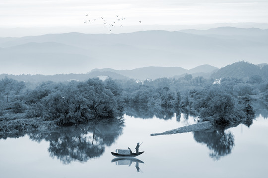 水墨江南风景画