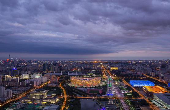 北京奥林匹克公园夜景全景