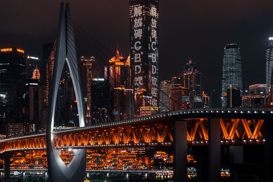 黑金风格重庆夜景