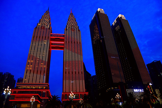 重庆喜来登双子塔夜景