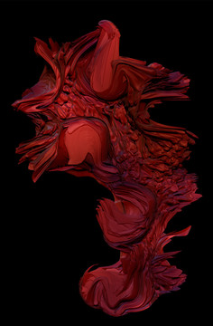 红色立体模型抽象画