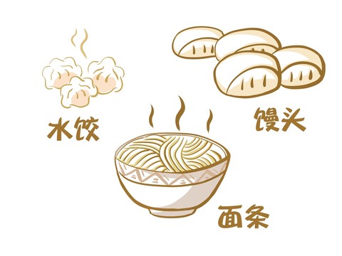 面食手绘插画