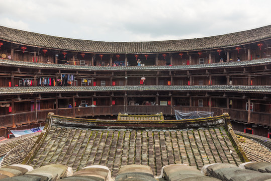 福建南靖土楼建筑内部景观