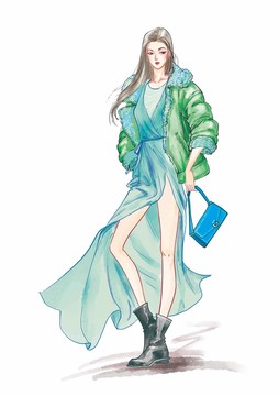 原創(chuàng)插畫時尚美女服裝設(shè)計
