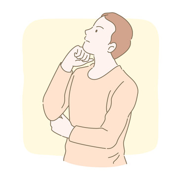 線條風(fēng)格抬頭思考的男子