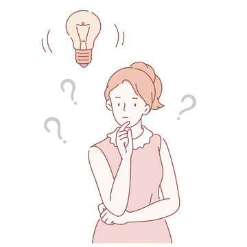 線條風(fēng)格思考中的女孩