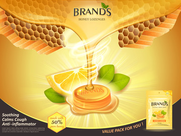 蜂蜜喉糖广告与滴落蜂蜜特效
