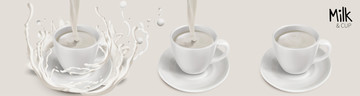 牛奶倒入白色茶杯素材
