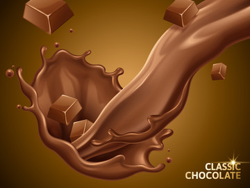 流动巧克力酱与巧克力砖