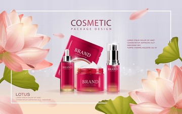 莲花护肤品广告与花朵素材