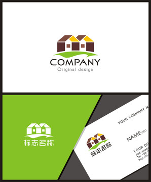 MH字母logo设计房屋标志