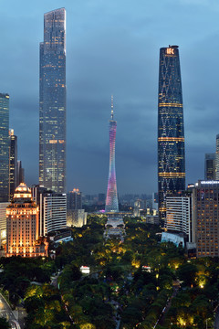 广州塔花城广场城市风光夜景