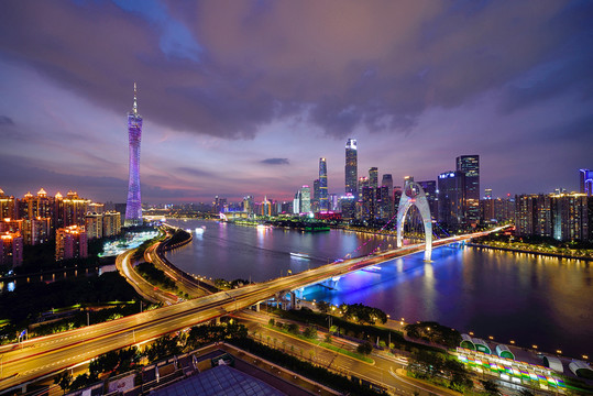 广州塔珠江新城城市风光夜景