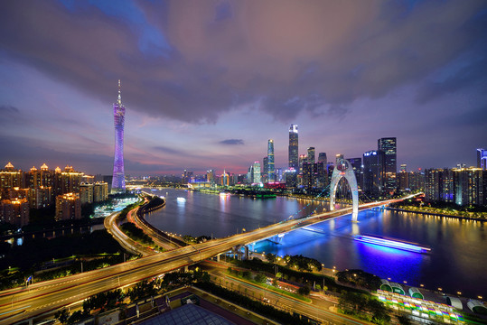 广州塔珠江新城城市风光夜景