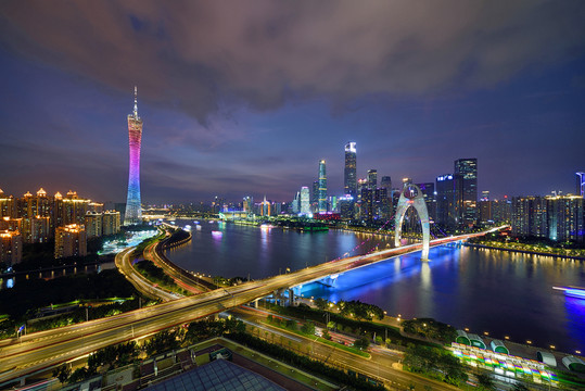 广州塔珠江新城城市风光夜景