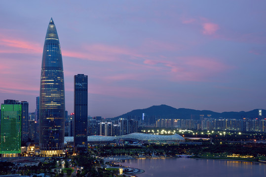 深圳湾人才公园城市风光夜景