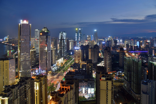 南昌红谷滩赣江城市风光夜景