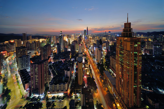 深圳罗湖城市风光夜景